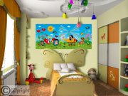 Vliesová fototapeta Krtek a vrtulník FTDNH-5373 | 202x90 cm Fototapety pro děti