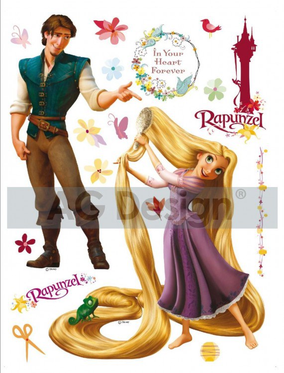 Samolepicí dekorace Rapunzel a Princ DK-0852, 85x65 cm