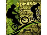 Vliesová fototapeta Dimex Zelení cyklisti L-424 | 220x220 cm Fototapety vliesové