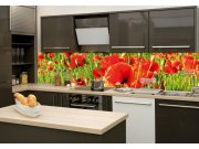 Fototapeta na kuchyňskou linku Červené vlčí máky KI-260-028, 260x60 cm Samolepící fototapety - Na kuchyňskou linku