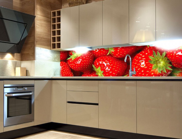 Samolepící fototapety - Na kuchyňskou linku - Fototapeta mezi kuchyňskou linku Jahody KI-180-025, 180x60 cm Fototapeta mezi kuchyňskou linku Jahody KI-180-025, 180x60 cm - Na kuchyňskou linku
