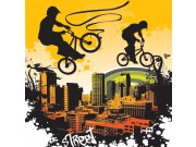 Vliesová fototapeta Dimex Žlutý cyklista L-273 | 220x220 cm Fototapety vliesové