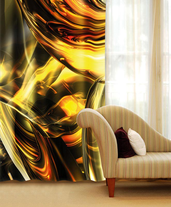 Závěs Zlatý abstrakt CU-140-025, 140x245 cm - Závěsy