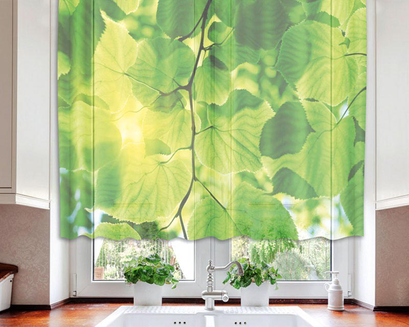 Záclona Green Leaves VO-140-016, 140x120 cm