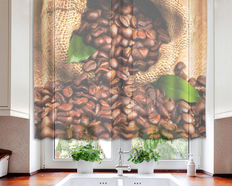 Záclona Coffee Beans VO-140-025, 140x120 cm - Záclony