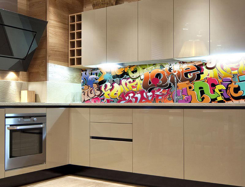 Fototapeta do kuchyně Graffiti KI-260-020, 260x60 cm - Na kuchyňskou linku