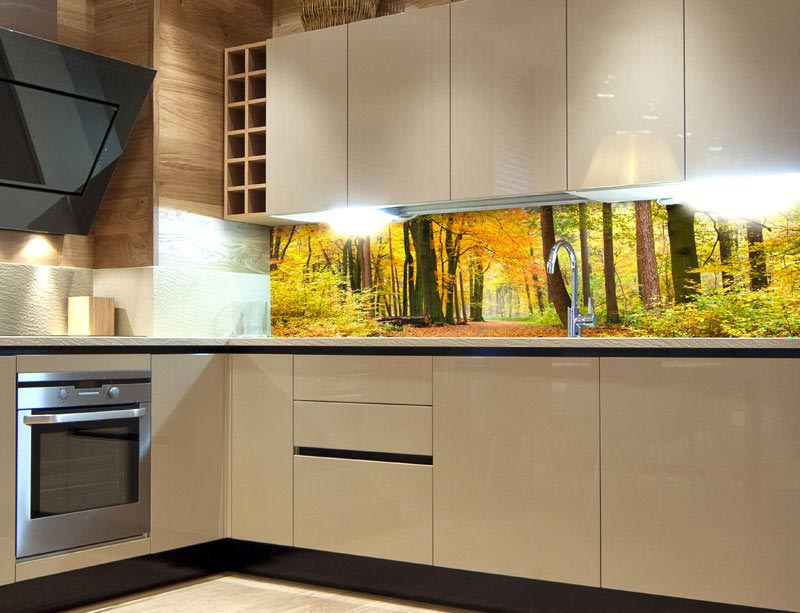 Samolepící fototapety - Na kuchyňskou linku - Samolepicí fototapeta do kuchyně Autumn Forest KI-180-045, 180x60 cm Samolepicí fototapeta do kuchyně Autumn Forest KI-180-045, 180x60 cm - Na kuchyňskou linku