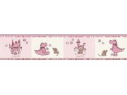 Dětská bordura tapeta dráček růžová 1091-25 Výprodej