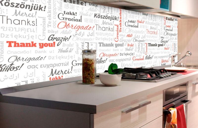Samolepicí fototapeta do kuchyně - Nápisy děkuji KI-180-094 | 180x60 cm Samolepicí fototapeta do kuchyně - Nápisy děkuji KI-180-094 | 180x60 cm