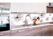 Samolepicí fototapeta do kuchyně - Červeno-černé květiny KI-260-098 | 260x60 cm Samolepící fototapety - Na kuchyňskou linku