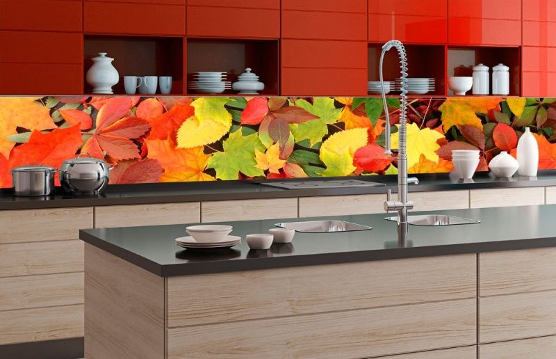 Samolepicí fototapeta do kuchyně - Listy KI-350-027 | 350x60 cm Samolepicí fototapeta do kuchyně - Listy KI-350-027 | 350x60 cm