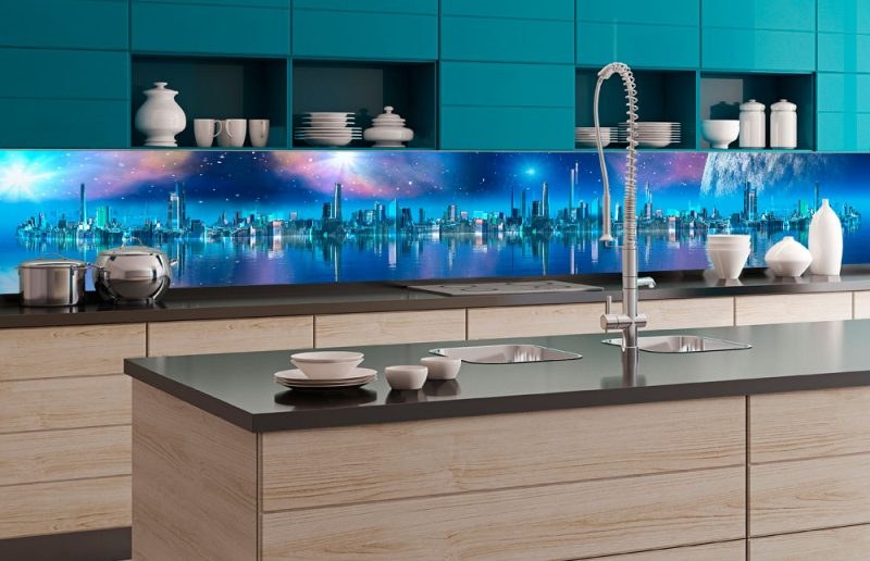 Samolepicí fototapeta do kuchyně - Město budoucnosti KI-350-036 | 350x60 cm Samolepicí fototapeta do kuchyně - Město budoucnosti KI-350-036 | 350x60 cm