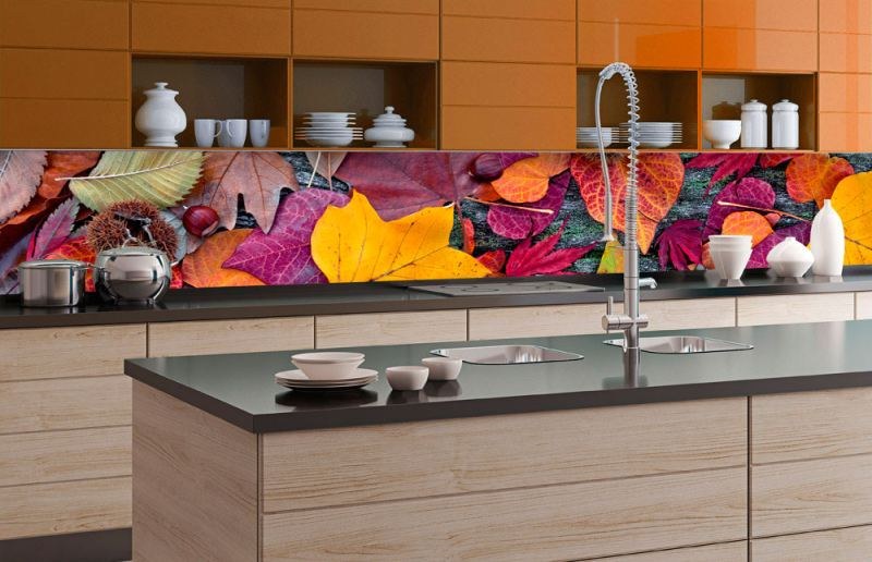 Samolepicí fototapeta do kuchyně - Podzimní listí KI-350-047 | 350x60 cm Samolepicí fototapeta do kuchyně - Podzimní listí KI-350-047 | 350x60 cm