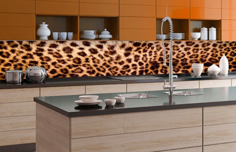 Samolepicí fototapeta do kuchyně - Leopardí kůže KI-350-069 | 350x60 cm - Na kuchyňskou linku