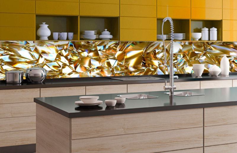 Samolepicí fototapeta do kuchyně - Zlatý krystal KI-350-072 | 350x60 cm - Na kuchyňskou linku