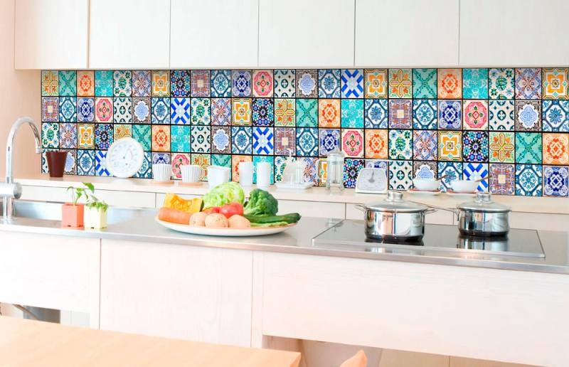 Samolepicí fototapeta do kuchyně - Starobylé kachličky KI-350-079 | 350x60 cm Samolepicí fototapeta do kuchyně - Starobylé kachličky KI-350-079 | 350x60 cm