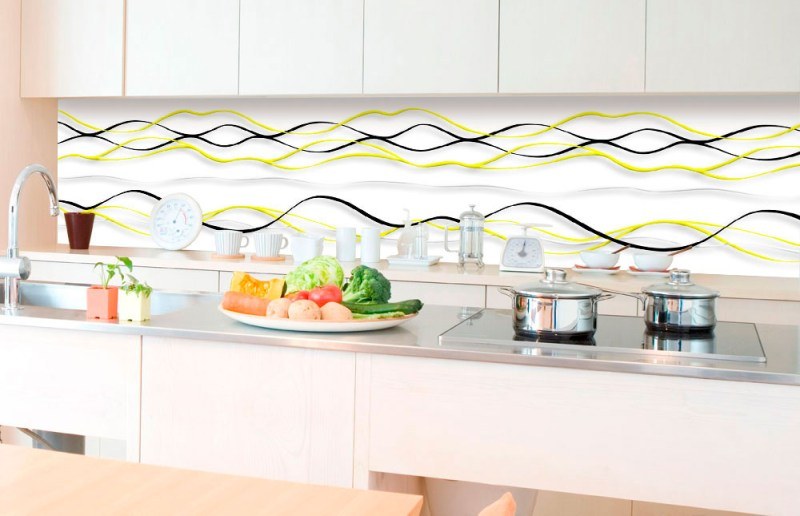 Samolepicí fototapeta do kuchyně - Žluté vlny KI-350-100 | 350x60 cm - Na kuchyňskou linku