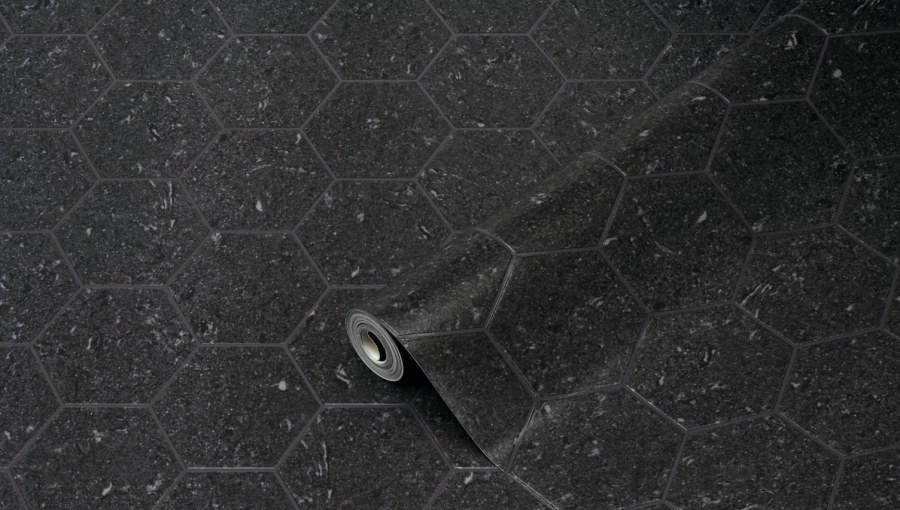 Vinylová tapeta Ceramics černý hexagon 270-0179 | šíře 67,5 cm - Tapety skladem
