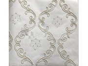 Luxusní tapeta Clara bílá vyšívaný ornament s krystaly 6600 Tapety Rasch - Tapety Brilliant