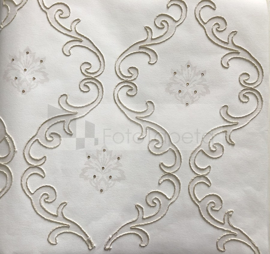 Luxusní tapeta Clara bílá vyšívaný ornament s krystaly 6600 - Tapety Brilliant