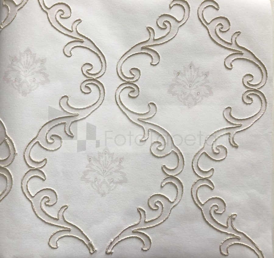 Luxusní tapeta Clara bílá vyšívaný ornament 6601 - Tapety Brilliant