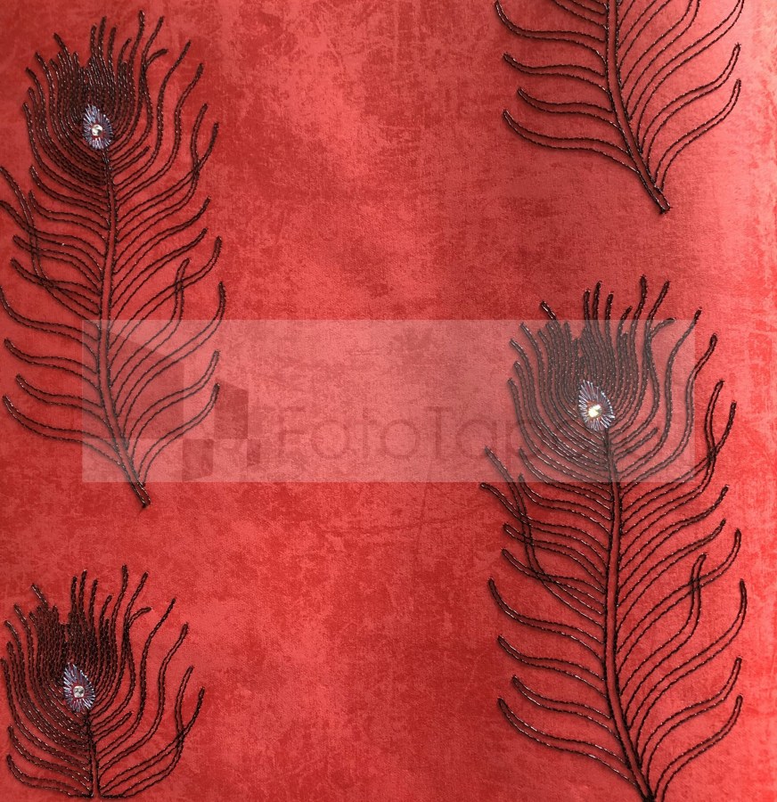 Luxusní tapeta Peacock červená černé paví oka 6631 - Tapety Brilliant