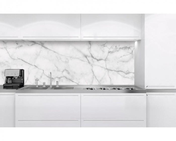 Samolepicí fototapeta do kuchyně Mramor bílý KI-180-108 | 180x60 cm - Na kuchyňskou linku