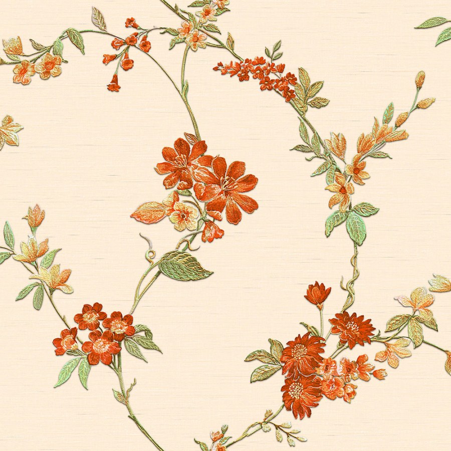 Luxusní béžová vliesová tapeta květinový vzor FT221211 | Lepidlo zdarma - Tapety Fabric Touch