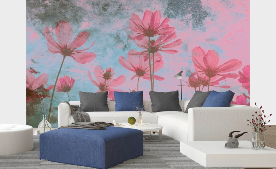 Vliesová fototapeta na zeď Abstrakt růžové květy | Lepidlo zdarma
