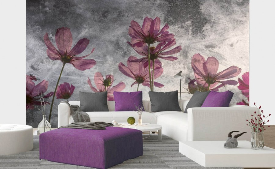 Vliesová fototapeta na zeď Abstrakt fialové květy | Lepidlo zdarma - Fototapety vliesové