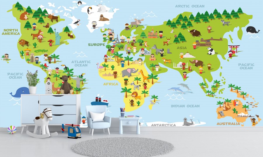 Dětská tapeta Mapa světa | Lepidlo zdarma - Fototapety na Vaše přání