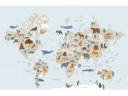 Dětská tapeta Animals world map | Lepidlo zdarma Fototapety na Vaše přání