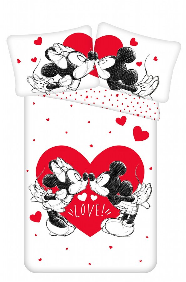 Povlečení Mickey and Minnie Love 05 140x200, 70x90 cm - Licenční povlečení