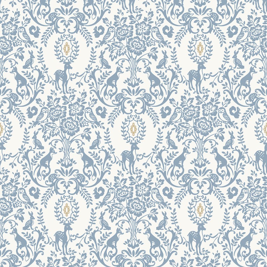 Modrá dětská tapeta ornamenty se zvířaty JS3304 | Lepidlo zdarma - Tapety Jack´N Rose