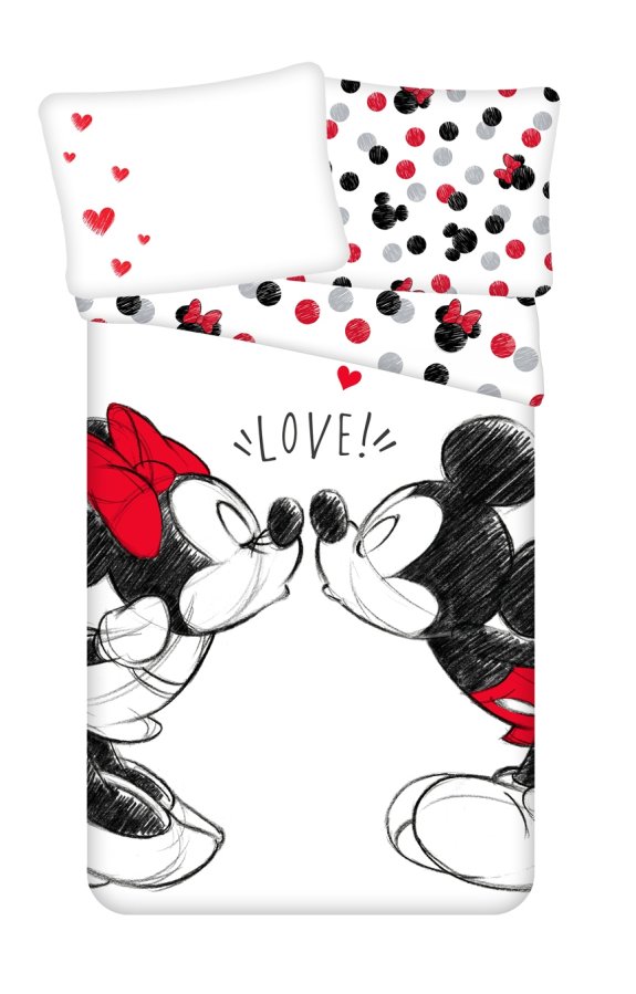 Povlečení Mickey and Minnie Love 04 140x200, 70x90 cm - Licenční povlečení