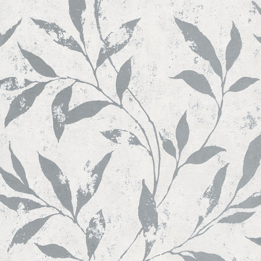 Bílo-šedá vliesová tapeta s květy A48301 | Lepidlo zdarma