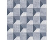 Geometrická modrá vliesová tapeta A48703 | Lepidlo zdarma