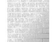 Cihlová šedo-stříbrná vinylová tapeta 106523 | Lepidlo zdarma