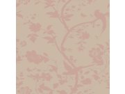 Vliesová tapeta na zeď s růžovými květinami a ptáčky 113389 | Lepidlo zdarma