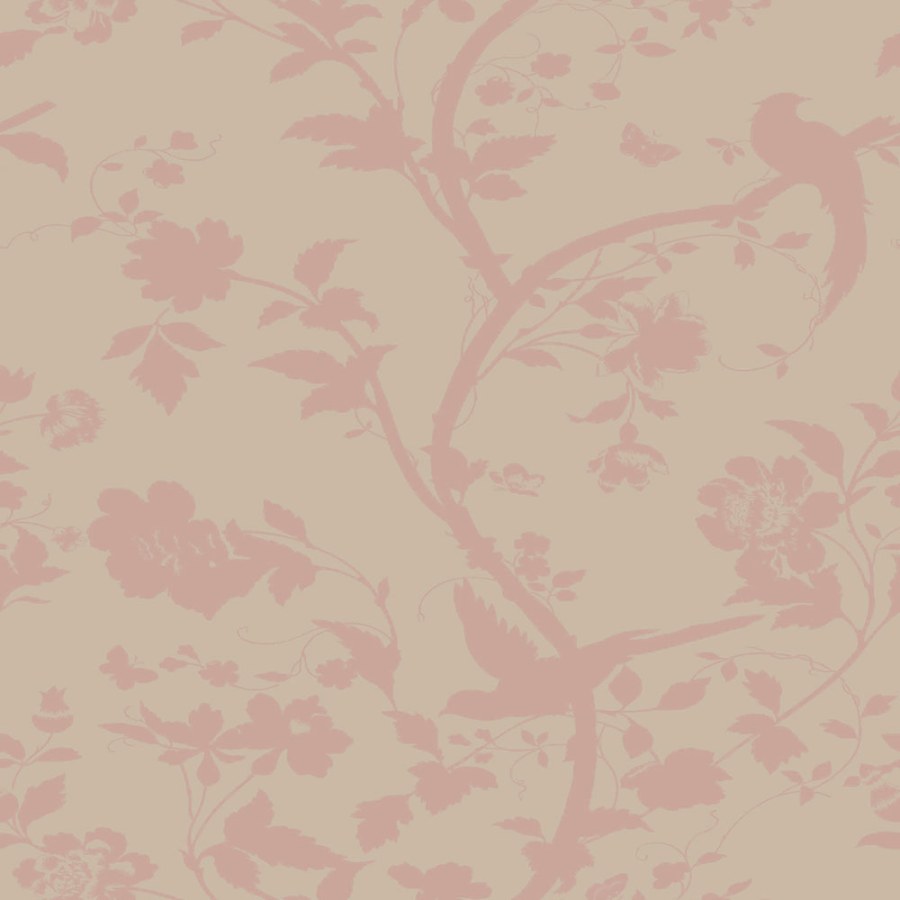 Vliesová tapeta na zeď s růžovými květinami a ptáčky 113389 | Lepidlo zdarma - Tapety Laura Ashley