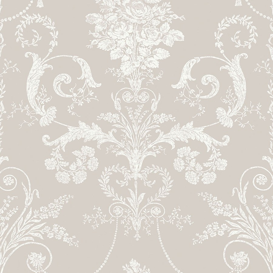 Vliesová tapeta na zeď světle šedá s květinovými ornamenty 113378 | Lepidlo zdarma - Tapety Laura Ashley