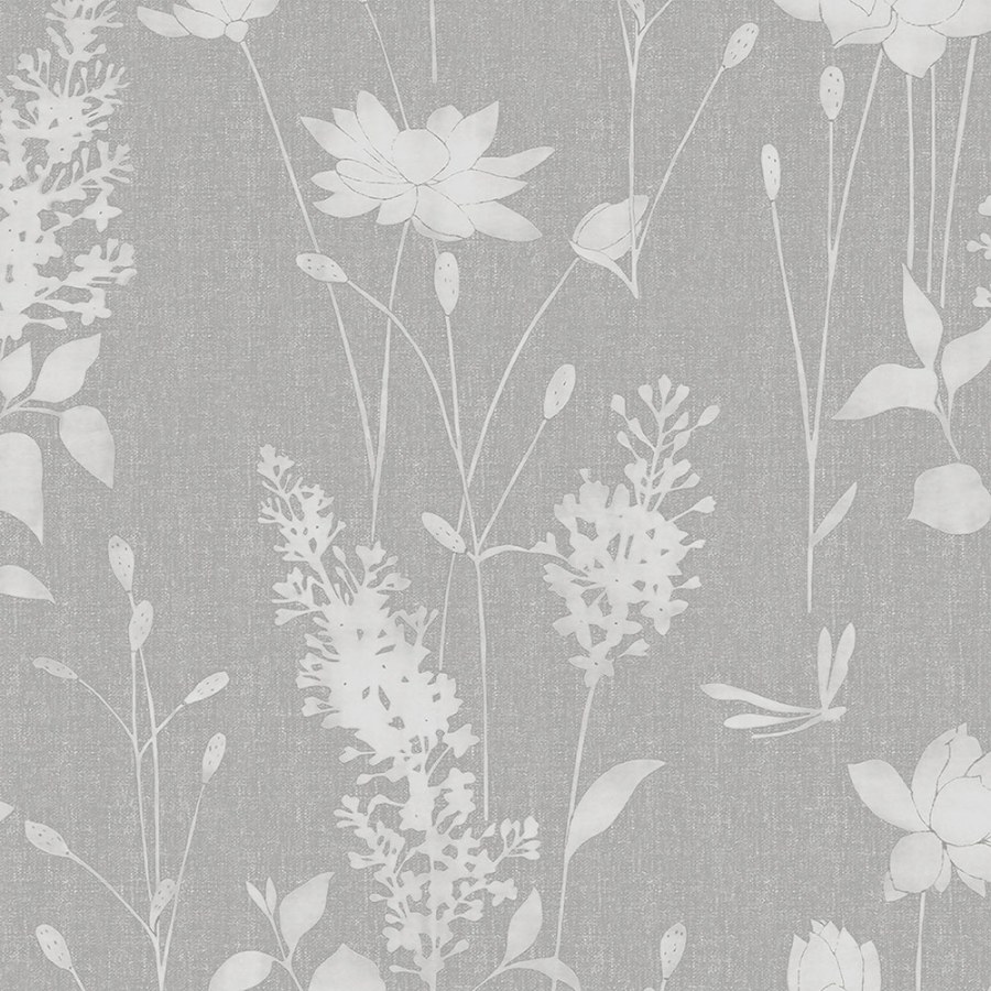Vliesová tapeta s bílošedými květy 113344 | Lepidlo zdarma - Tapety Laura Ashley