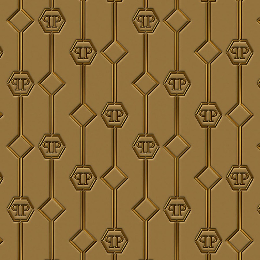 Zlatá geometrická obrazová vliesová tapeta Z8094 Philipp Plein 300x300 cm - Philipp Plein