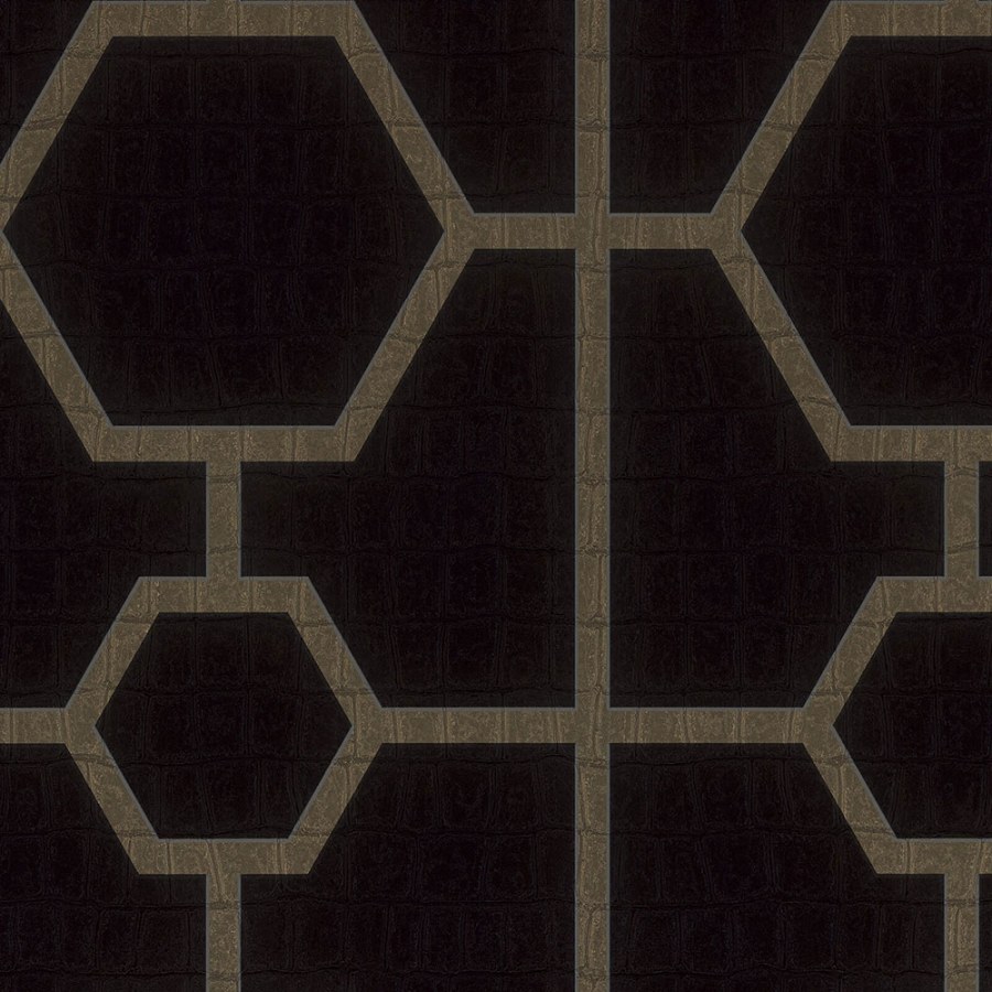 Černá geometrická vliesová tapeta s vinylovým povrchem Z80023 Philipp Plein - Philipp Plein