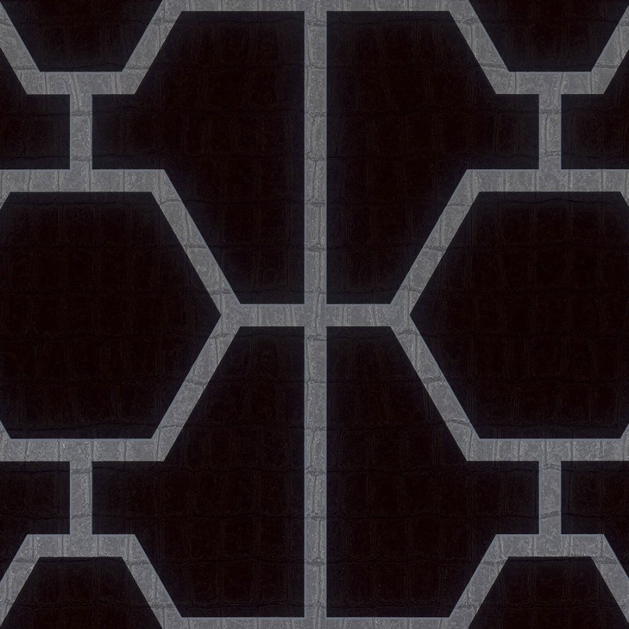 Černá geometrická vliesová tapeta s vinylovým povrchem Z80024 Philipp Plein - Philipp Plein
