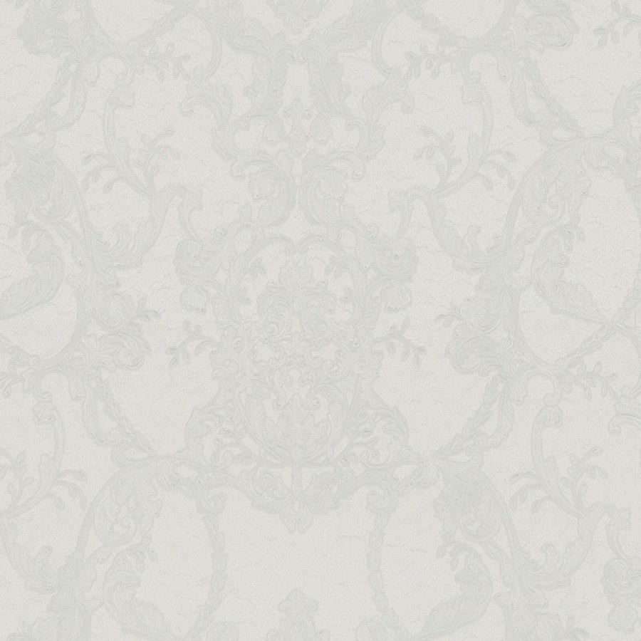Bílo-stříbrná ornamentální vliesová tapeta s vinylovým povrchem Z80040 Philipp Plein - Philipp Plein
