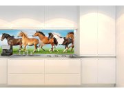 Samolepicí fototapeta do kuchyně KI-180-111 Stádo koní | 180 x 60 cm