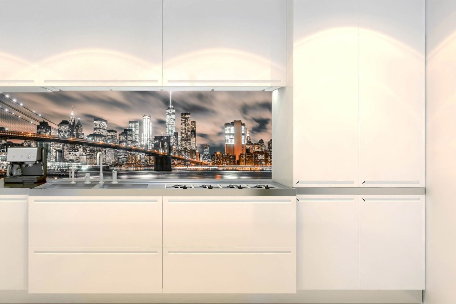 Samolepicí fototapeta do kuchyně KI-180-117 Noční Manhattan | 180 x 60 cm - Na kuchyňskou linku
