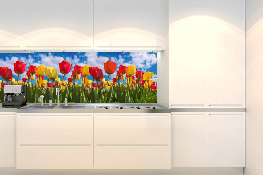 Samolepicí fototapeta do kuchyně KI-180-131 Pole tulipánů | 180 x 60 cm Samolepicí fototapeta do kuchyně KI-180-131 Pole tulipánů | 180 x 60 cm