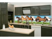 Samolepicí fototapeta do kuchyně KI-260-111 Stádo koní | 260 x 60 cm Samolepící fototapety - Na kuchyňskou linku